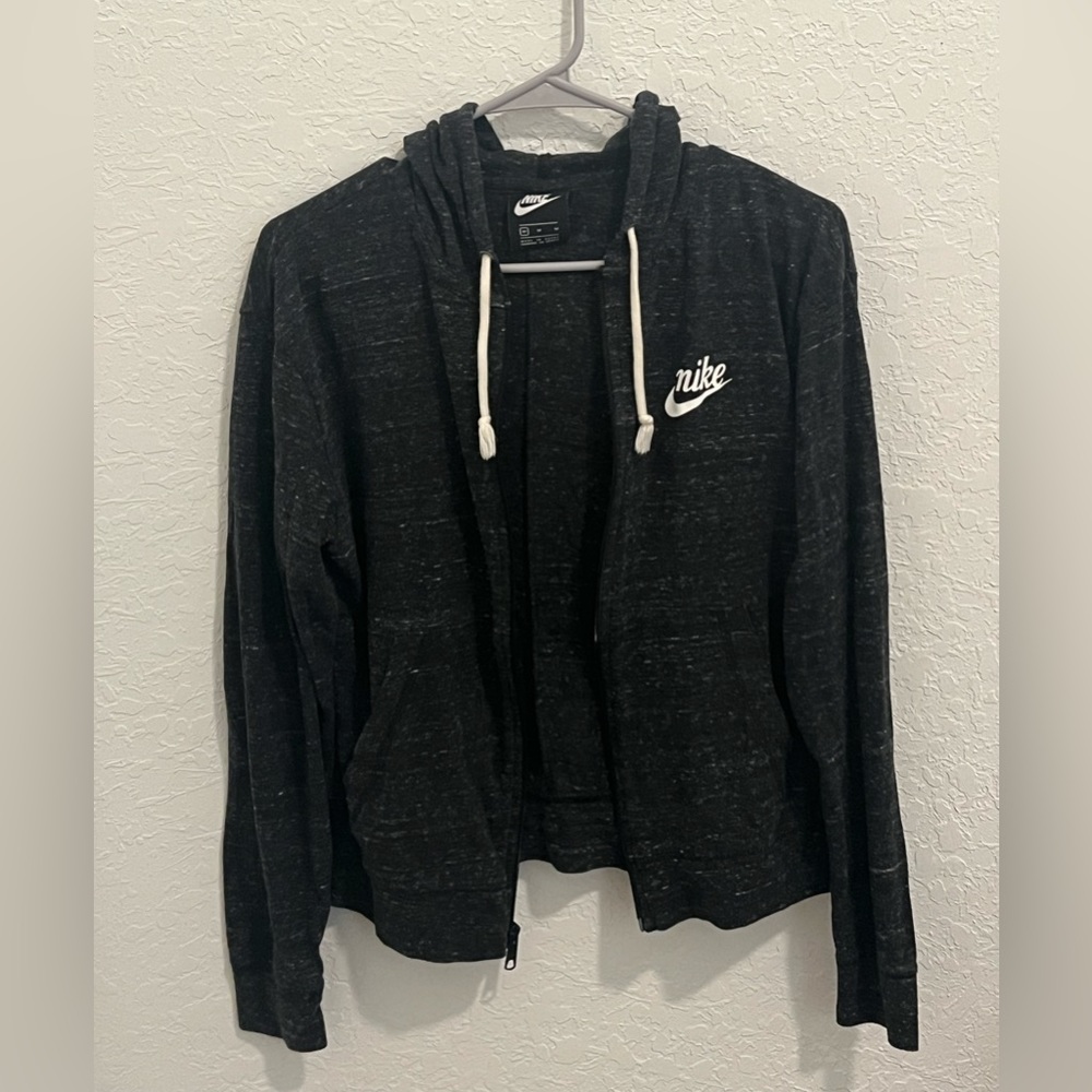 Nike Women's Gym Vintage Full-Zip Hoodie. Color Black, Size Medium